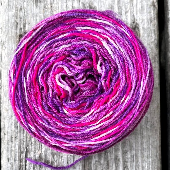 Other - **SOLD** Merino Wool Yarn Purple to Light Pink Fingering - Variegated skein cake